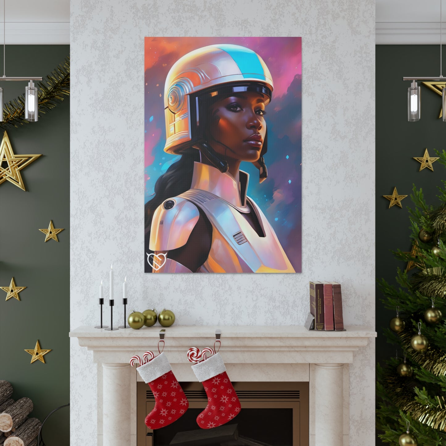 Sci-Fi Female Warrior with Helmet Canvas Print | Canvas Gallery Art