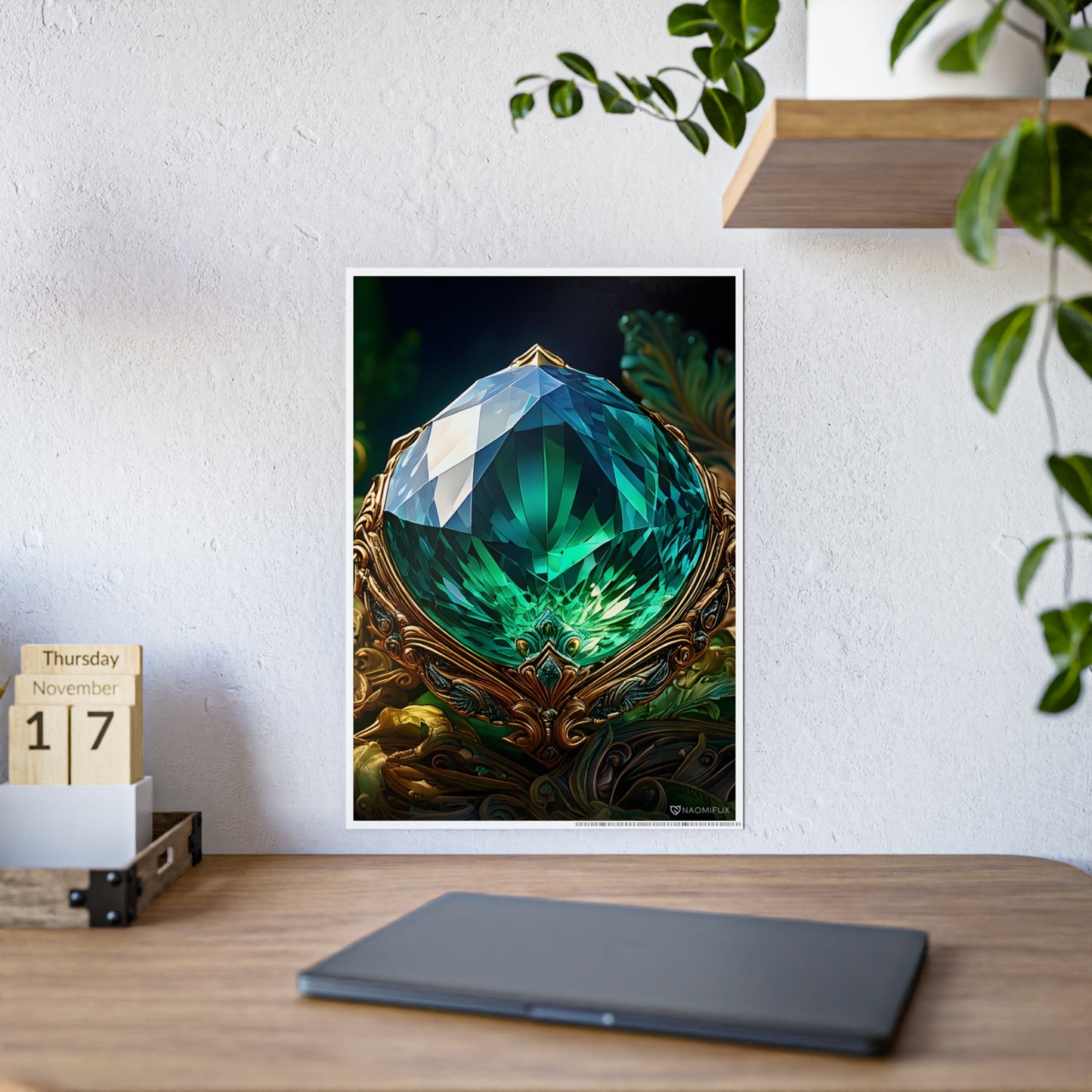 Poster Print, Emerald from the Future, Wall Art Print, Green Poster, Sci-Fi Art,