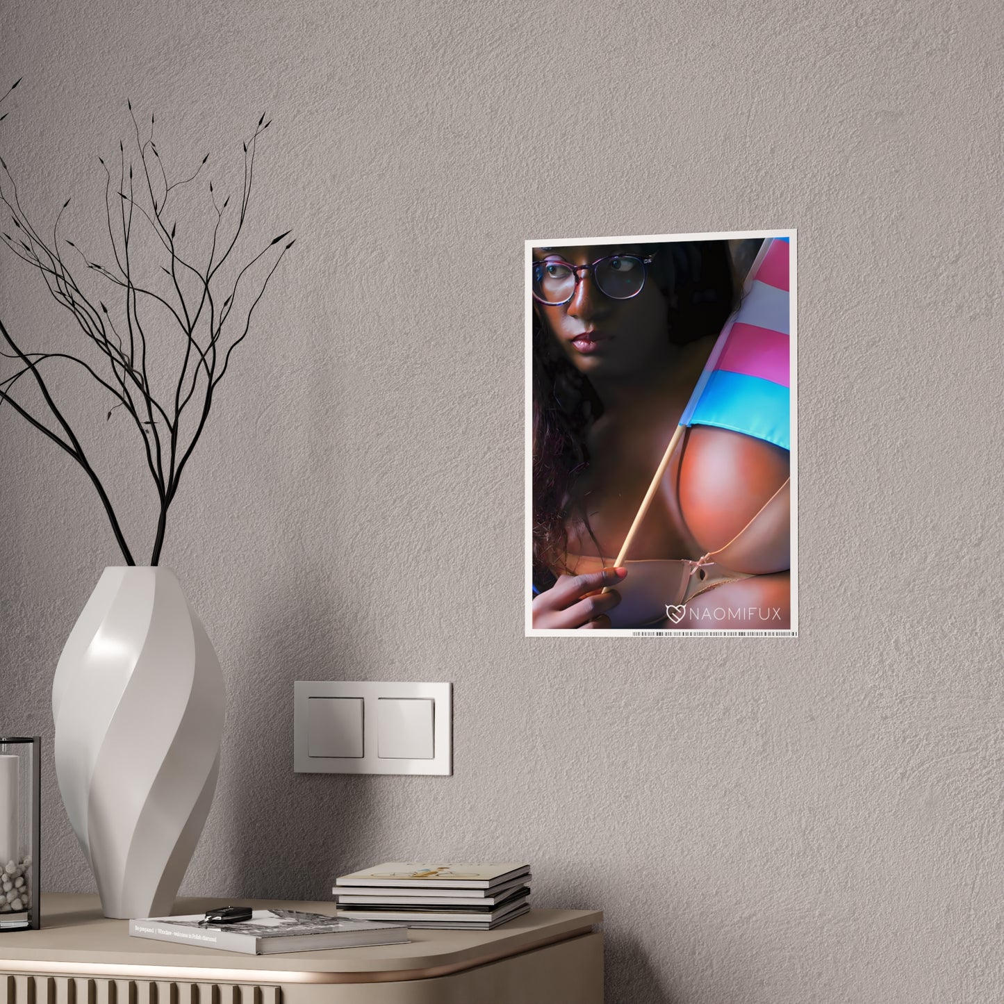 Black Girl Holding Transgender Pride Flag in Bra | Poster #24724