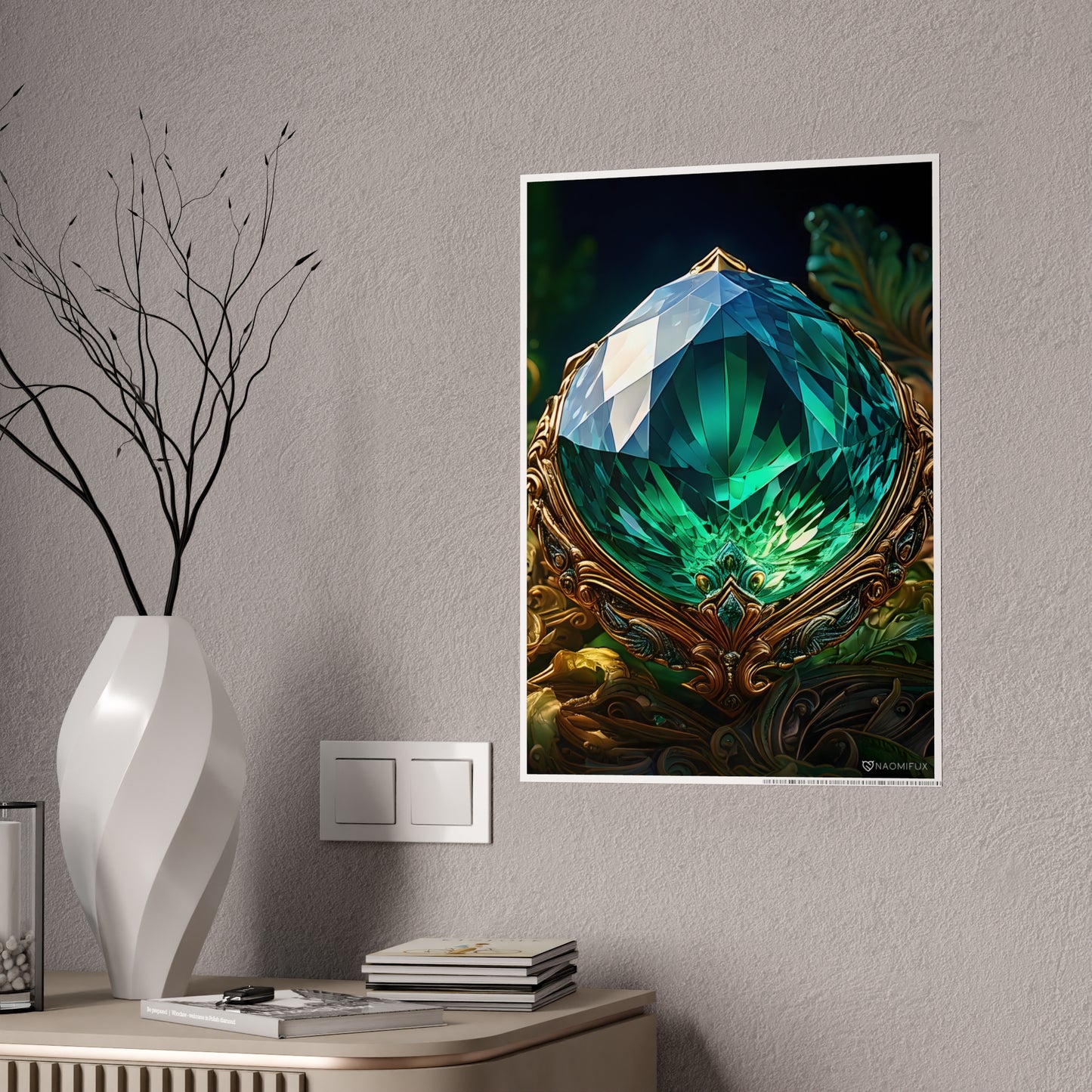 Poster Print, Emerald from the Future, Wall Art Print, Green Poster, Sci-Fi Art,