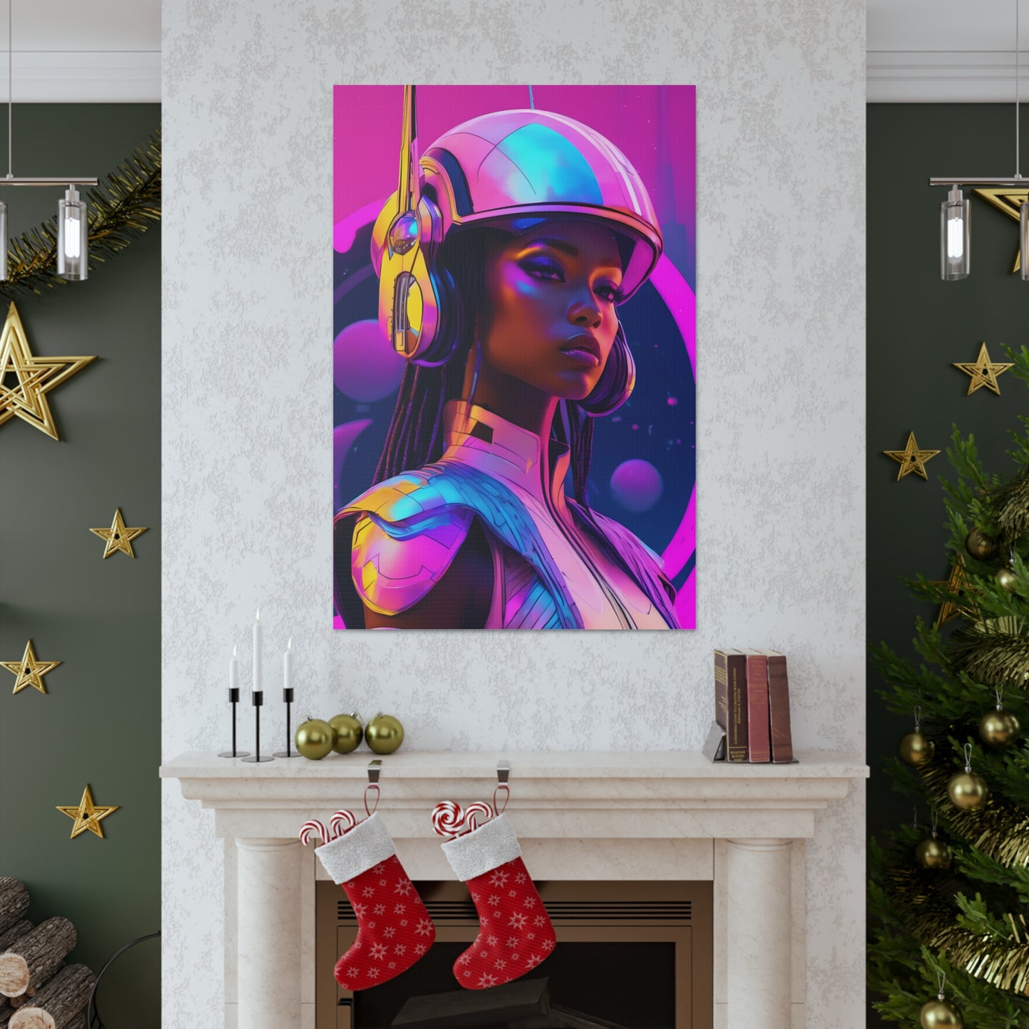 Sci-Fi Female Elite Squadron with Helmet Canvas Print | Canvas Gallery Art