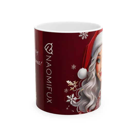 Mug - Ms Claus Smiling Santa Hat Ceramic Mug (11oz, 15oz)