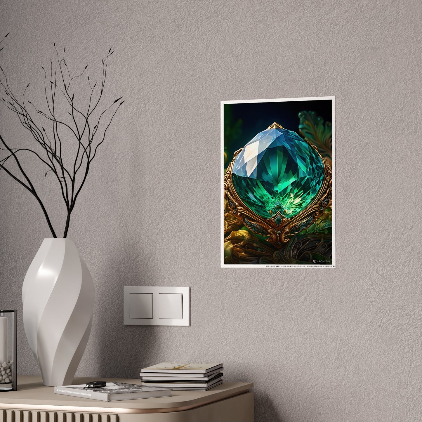 Poster Print, Emerald from the Future, Wall Art Print, Green Poster, Sci-Fi Art,