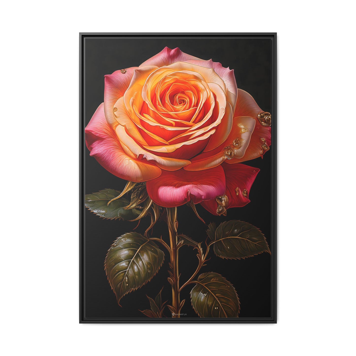 Canvas Art - Single Bloomed Rose Flower