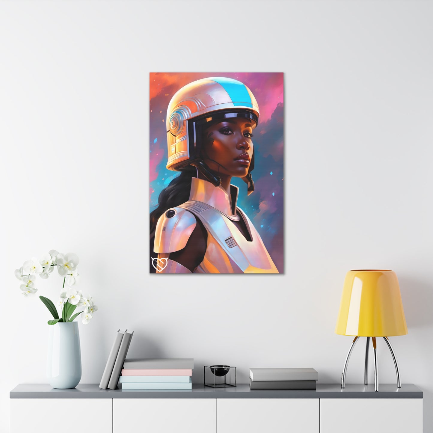 Sci-Fi Female Warrior with Helmet Canvas Print | Canvas Gallery Art