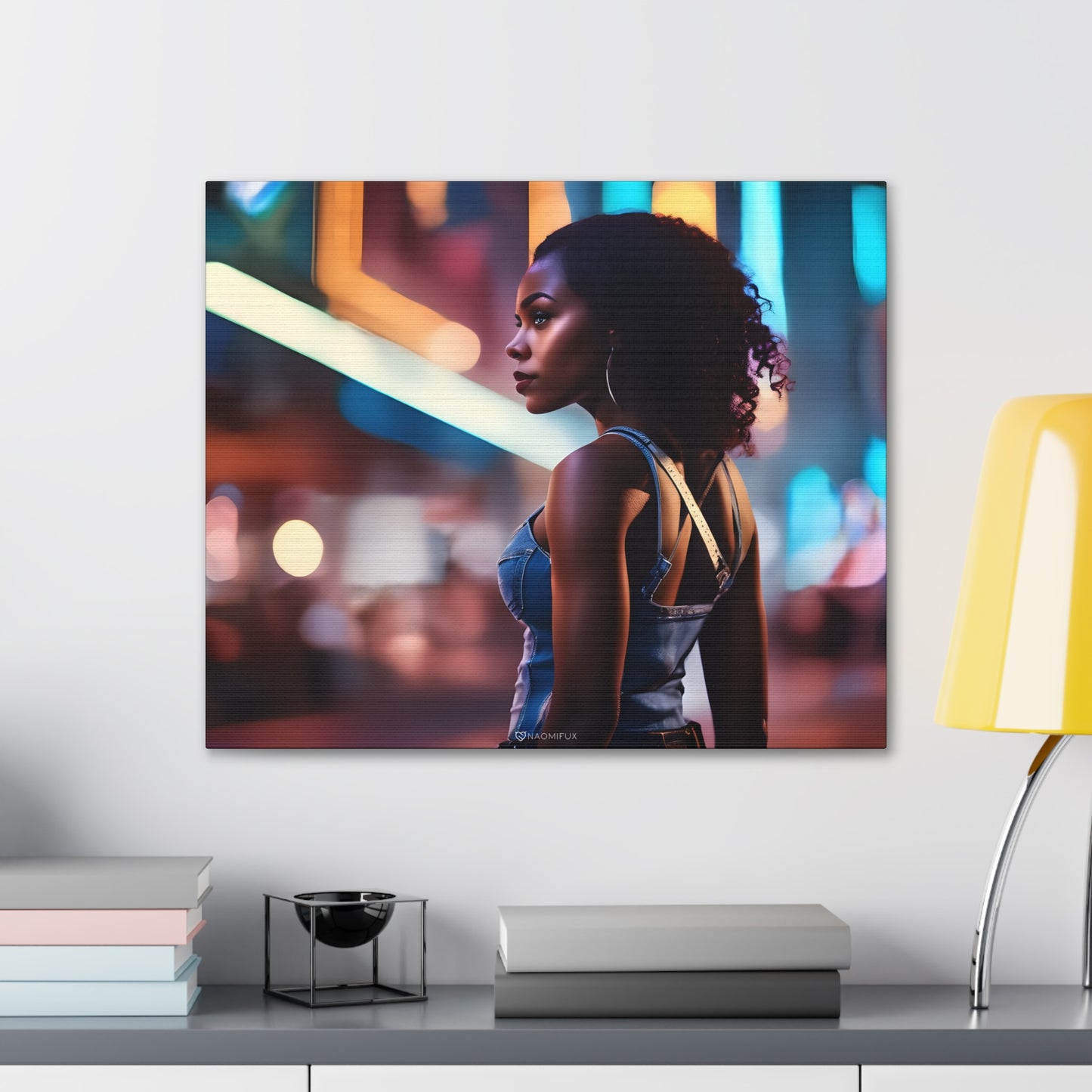 African Woman in the City Night Wall Art