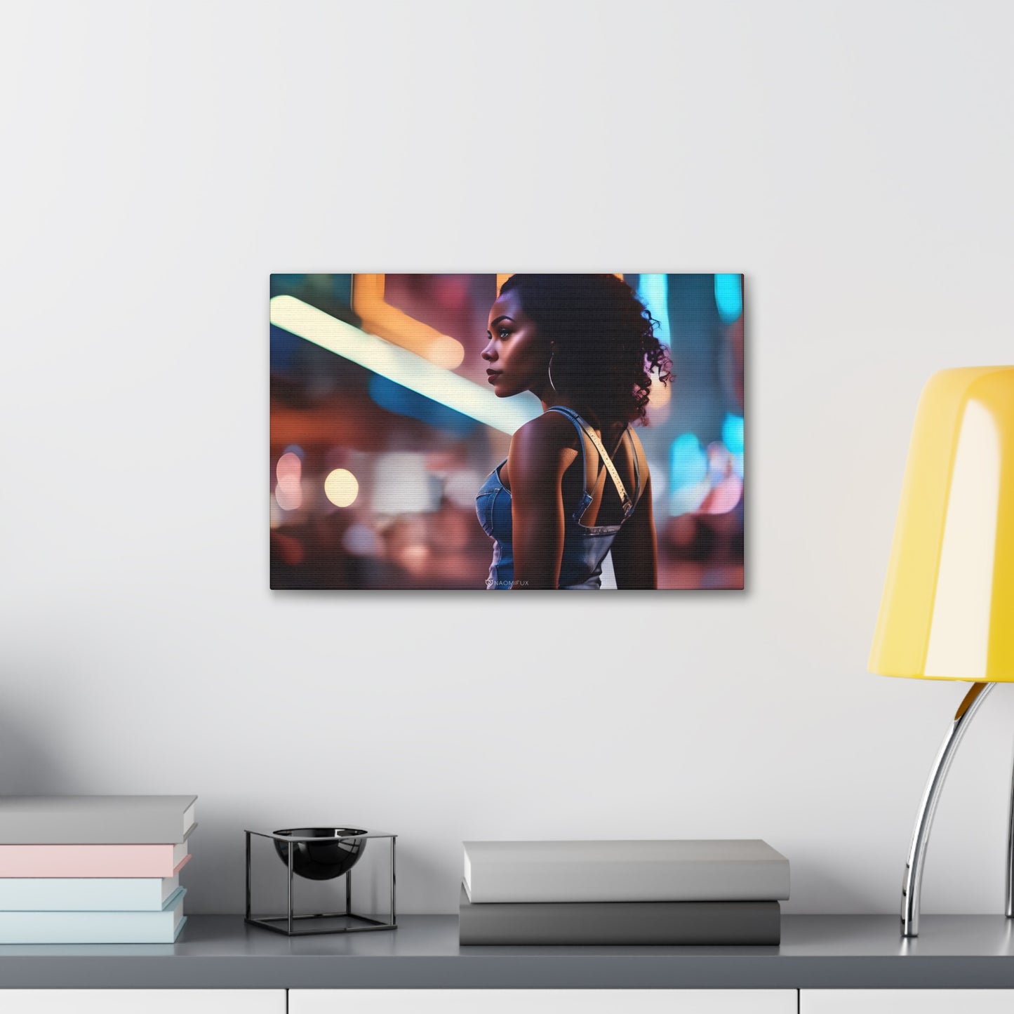 African Woman in the City Night Wall Art