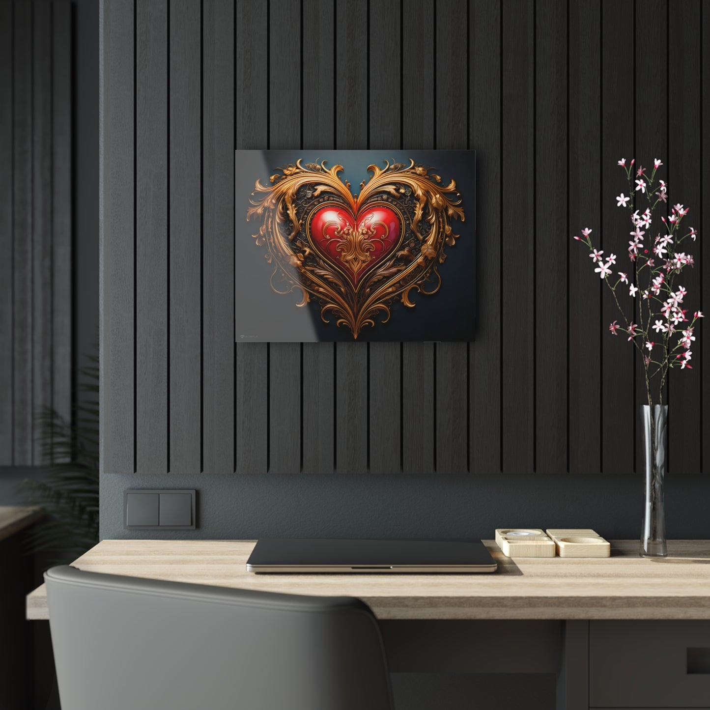 An Ornate Golden Heart Wall Decor