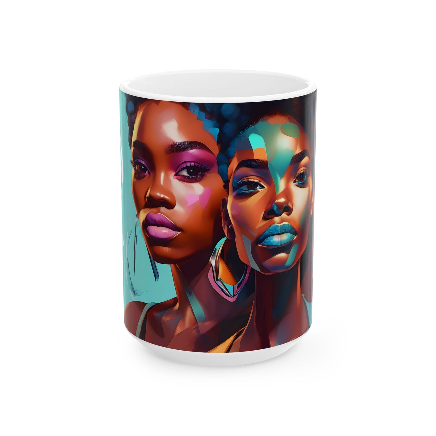 Ceramic Mug - Empowering 3 Black Sistas of Strength and Pride, African American Pride Cup, Black Girl Magic Coffee Mug, Inspirational Tea