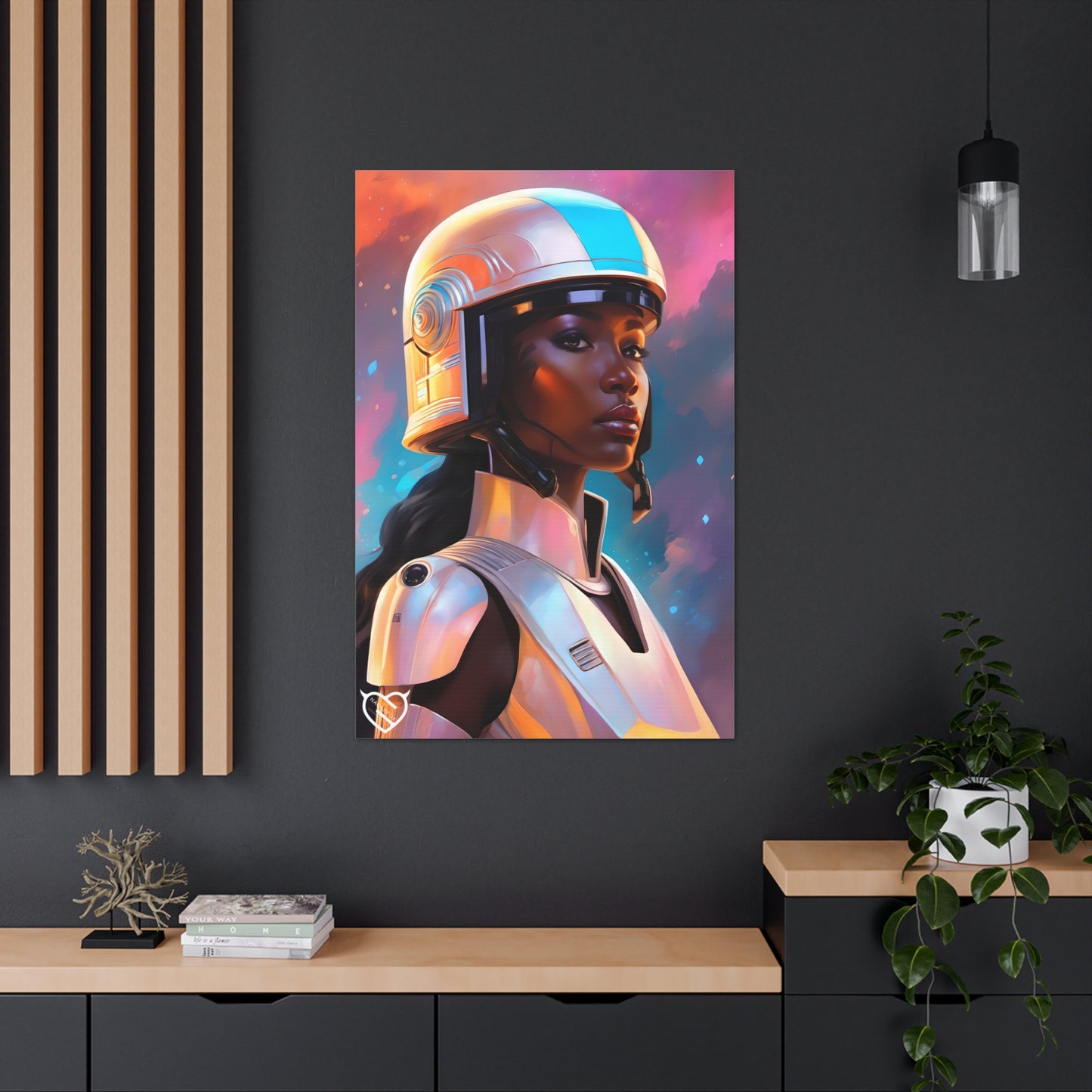 Sci-Fi Female Warrior with Helmet Canvas Print | Canvas Gallery Art