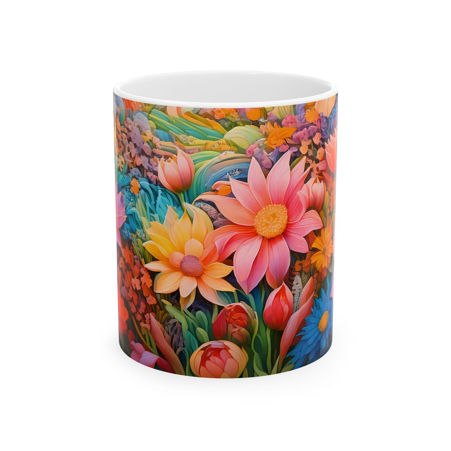 Floral Ceramic Mug, Beautiful Flowers with Distinct Colors, Coffee Cup, Tea Mug, Gift for Gardening Enthusiasts, Mother's Day Present,