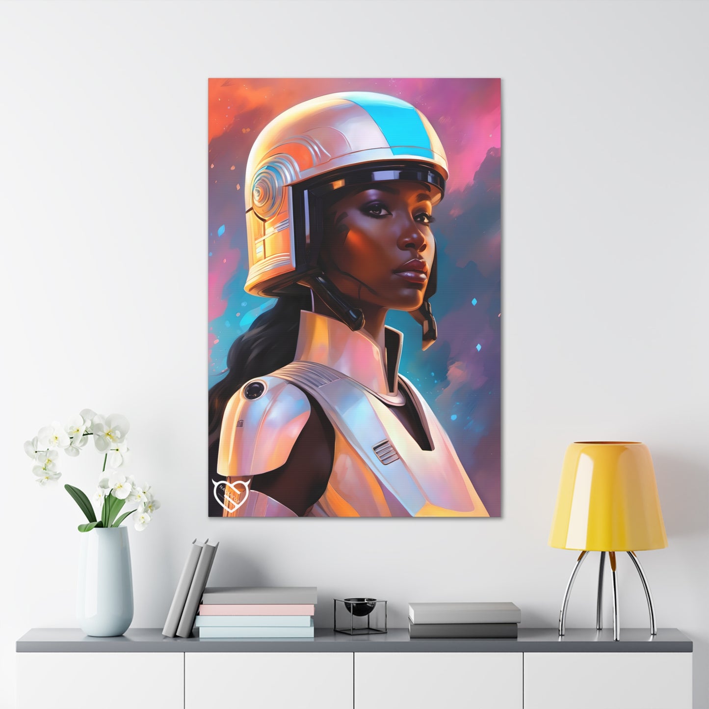 Sci-Fi Female Warrior with Helmet Canvas Print | Canvas Gallery Art