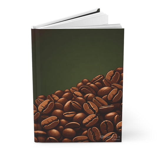 Coffee Beans Hardcover Journal Matte, Coffee Lover Gift Notebook, Cafe Writing