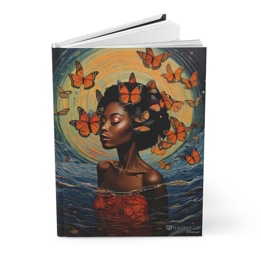 Hardcover Journal Matte - Me, My Melanin, and my Butterflies, Diary, Notebook,