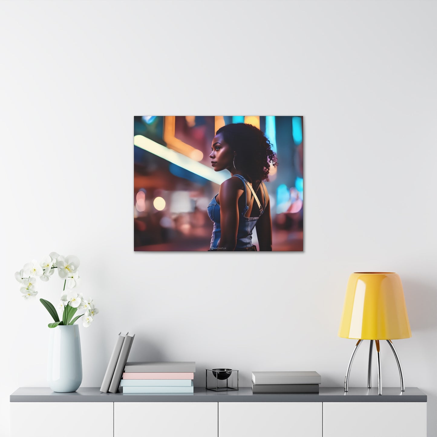 African Woman in the City Night Wall Art