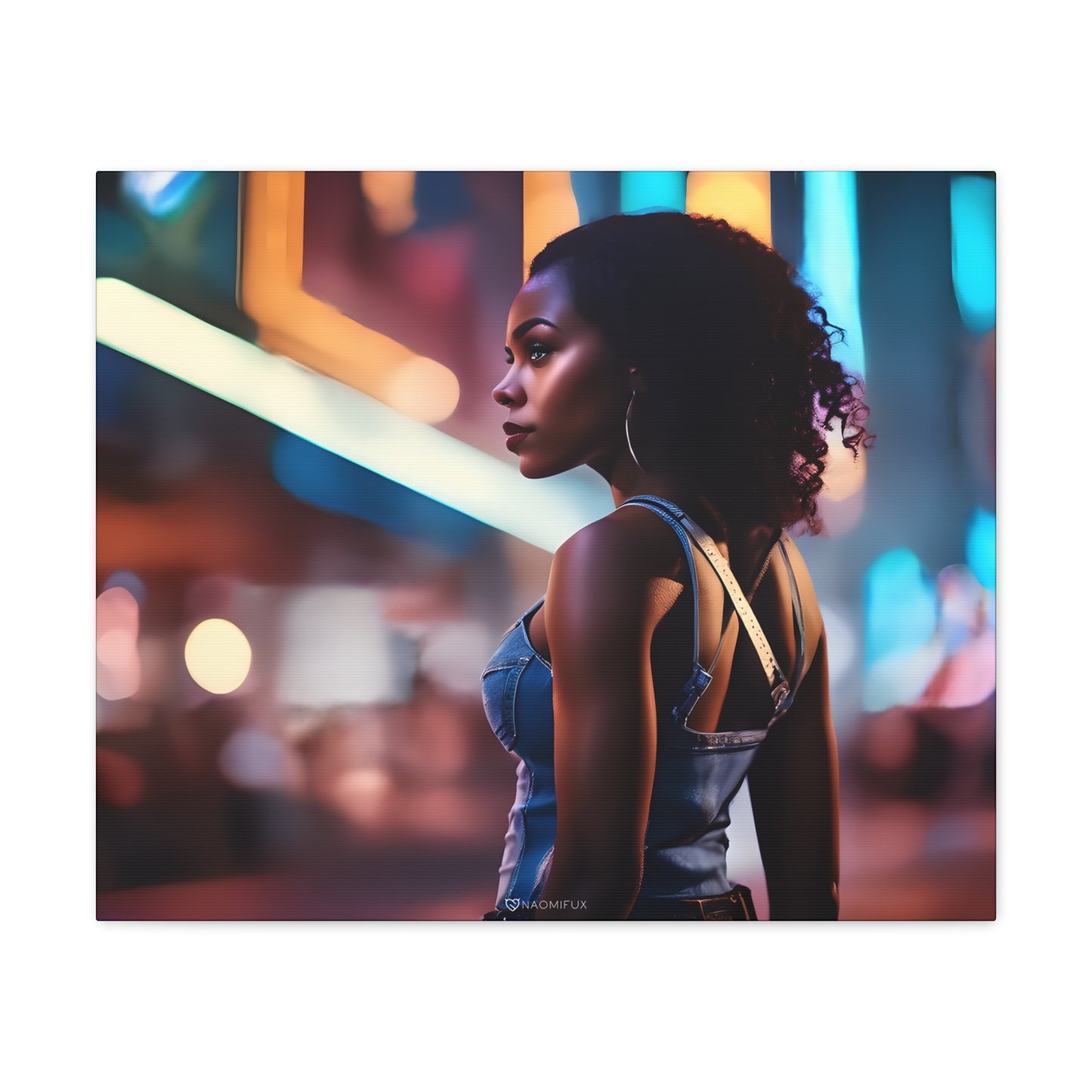 African Woman in the City Night Wall Art