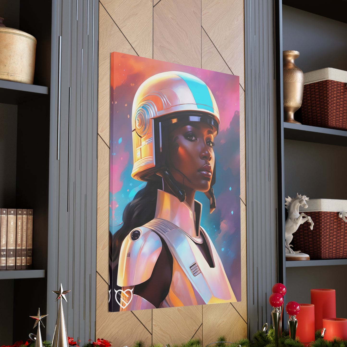 Sci-Fi Female Warrior with Helmet Canvas Print | Canvas Gallery Art