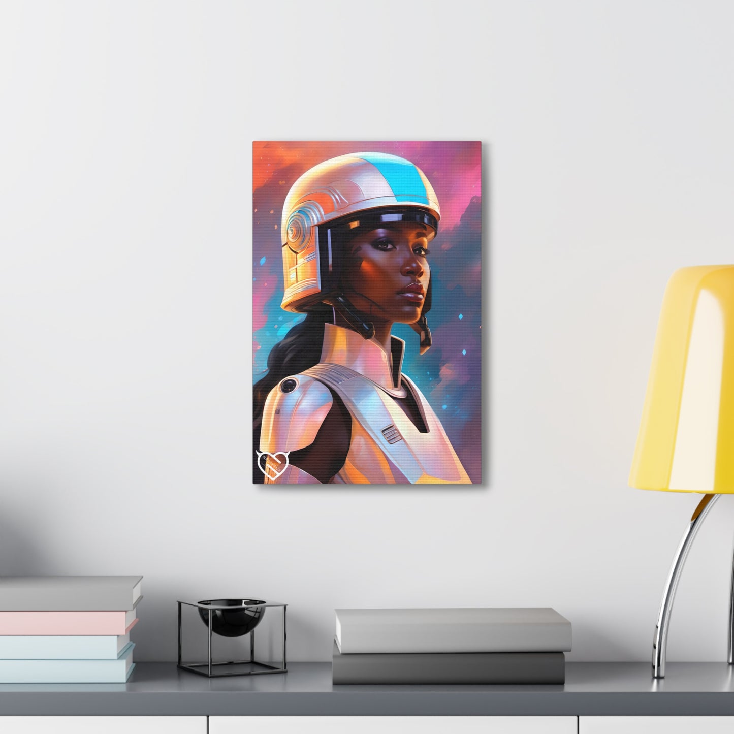 Sci-Fi Female Warrior with Helmet Canvas Print | Canvas Gallery Art