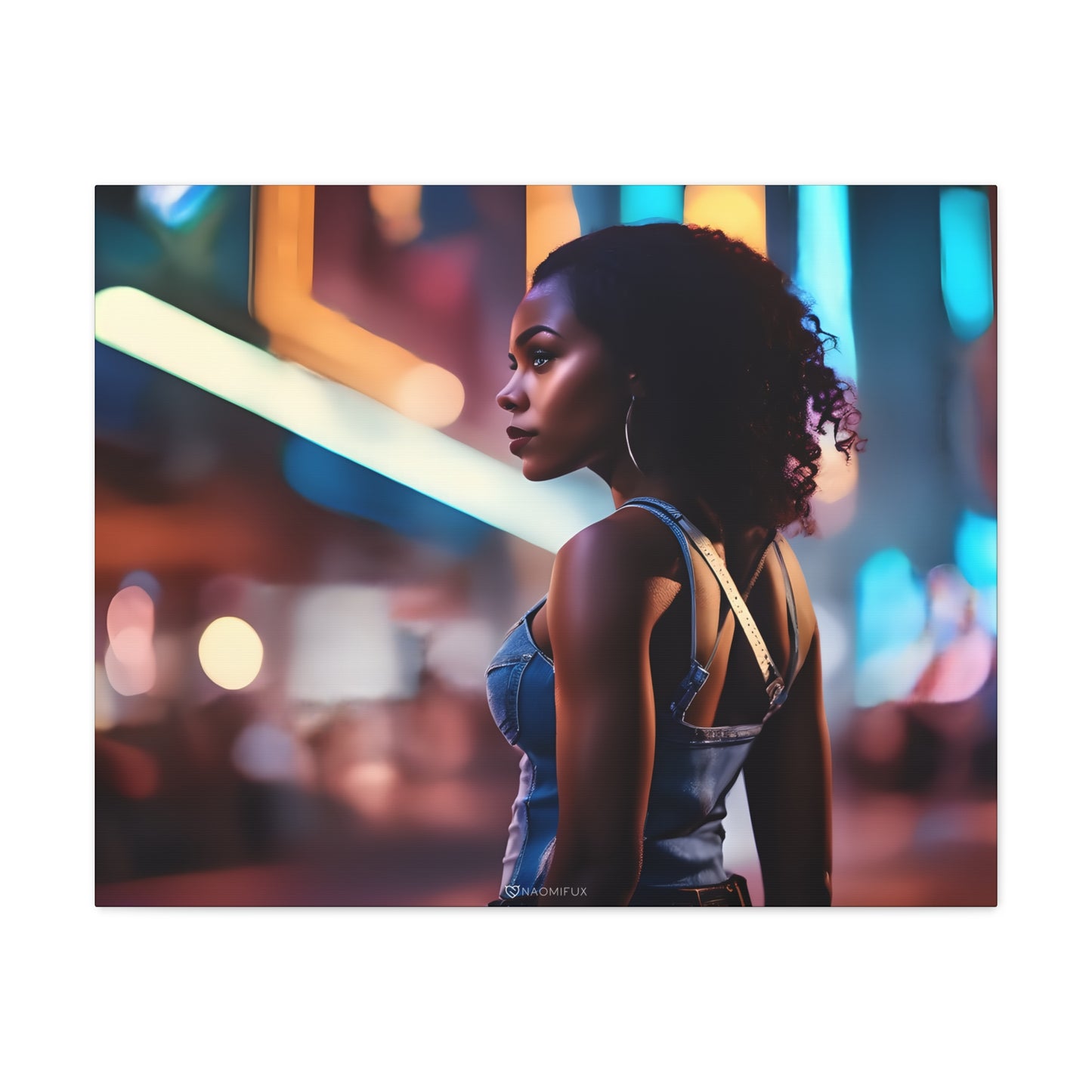 African Woman in the City Night Wall Art