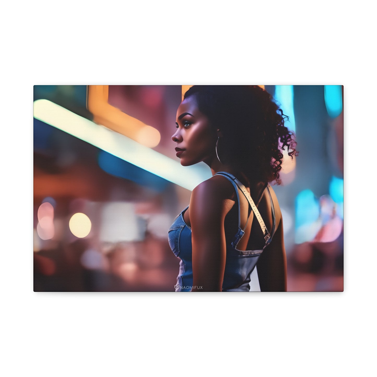 African Woman in the City Night Wall Art