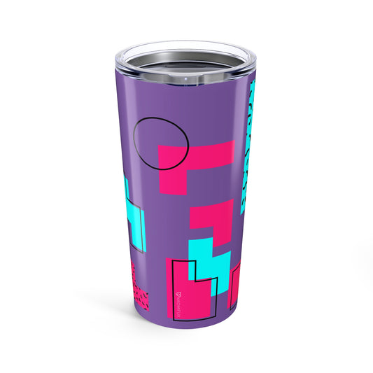 Tumbler 20oz Tetris Retro Videogame Mug, Geometric Pattern Cup, Gaming Gift,