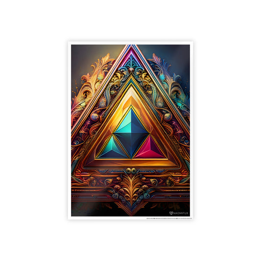 Glossy Posters, Mystical Tri-force Triangle Wall Art Print, Geometric.,