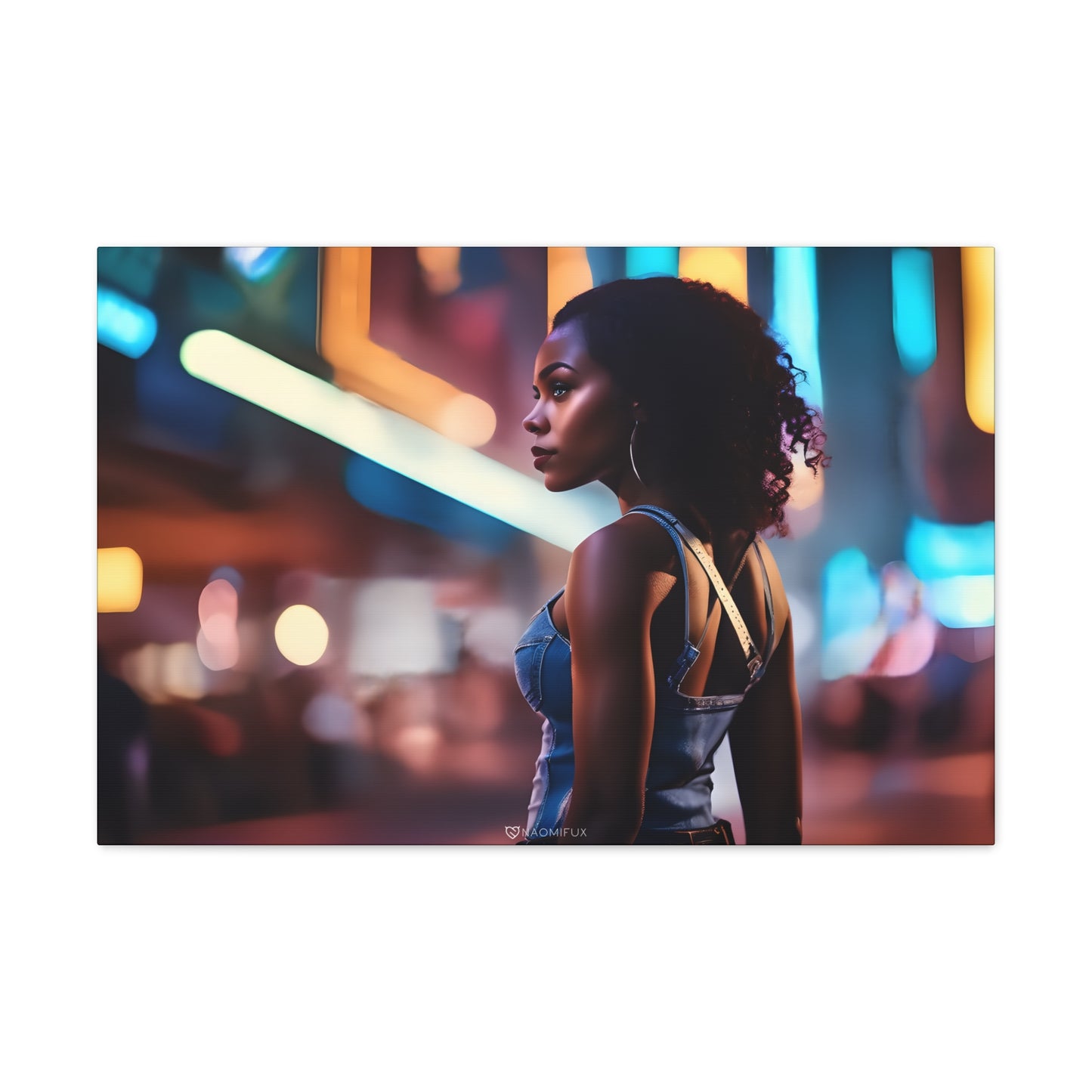 African Woman in the City Night Wall Art