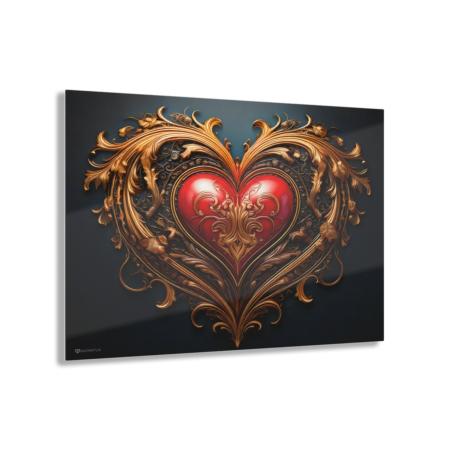 An Ornate Golden Heart Wall Decor