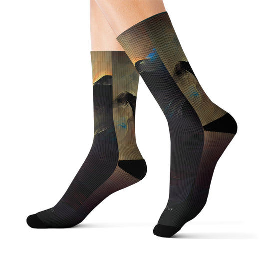 Resilient Symphony Sublimation Socks, Vibrant Musician Gift, Colorful Orchestra Apparel, Unique Symphony Footwear, Melodic Music Lover