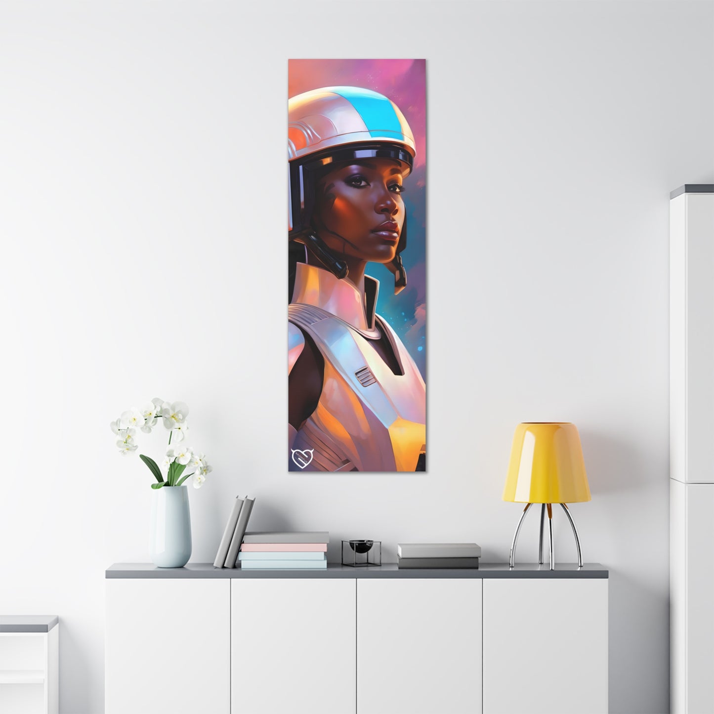 Sci-Fi Female Warrior with Helmet Canvas Print | Canvas Gallery Art