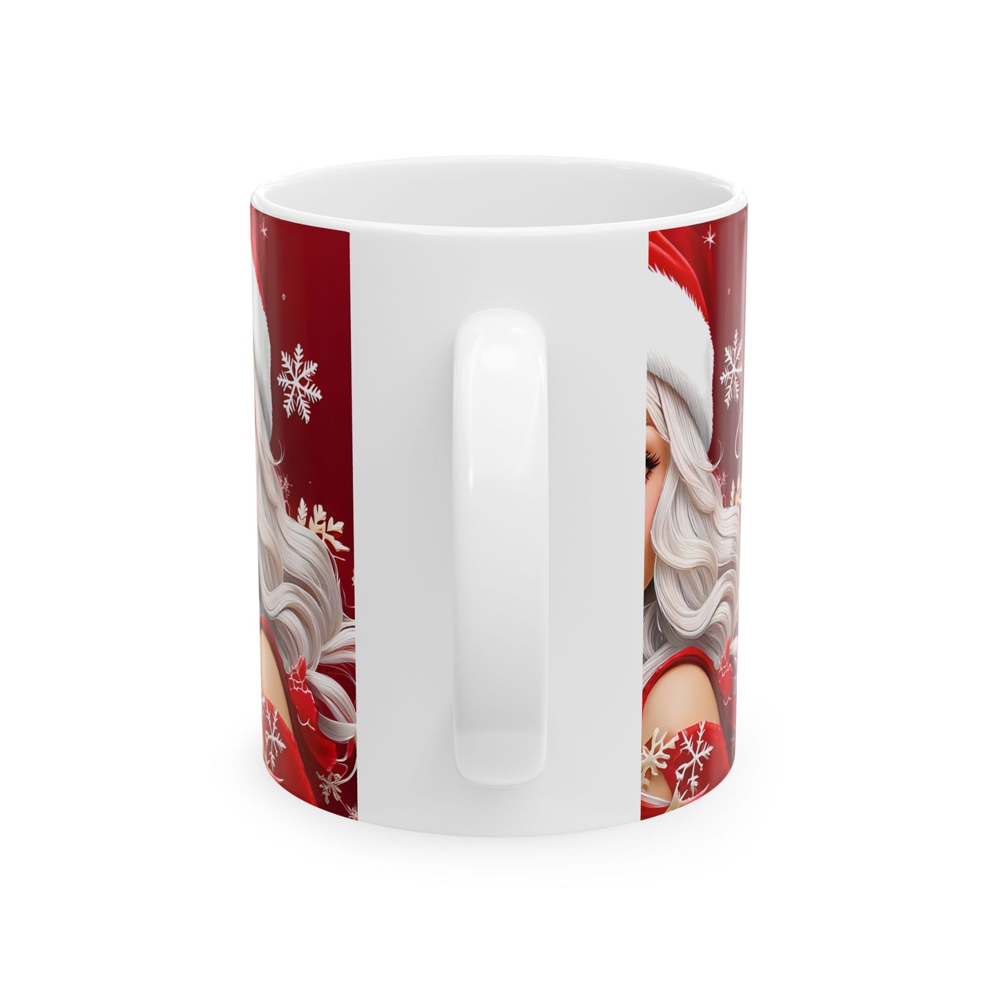 Mug - Ms Claus Smiling Santa Hat Ceramic Mug (11oz, 15oz)