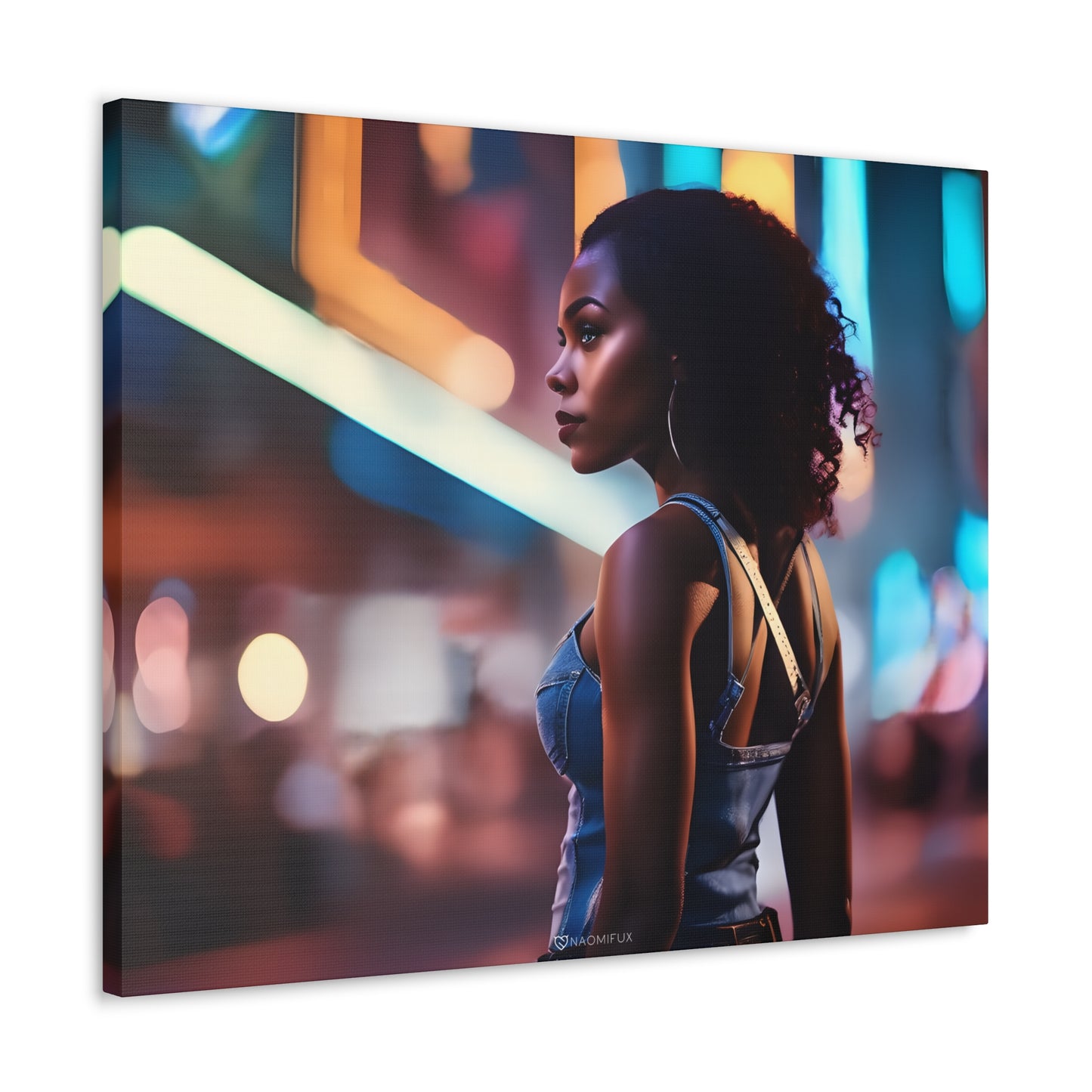 African Woman in the City Night Wall Art