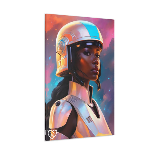 Sci-Fi Female Warrior with Helmet Canvas Print | Canvas Gallery Art