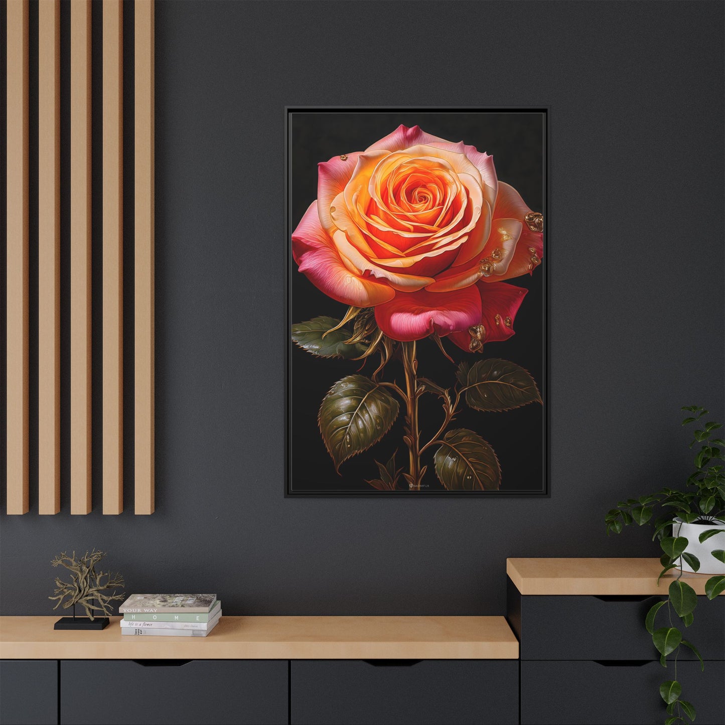 Canvas Art - Single Bloomed Rose Flower