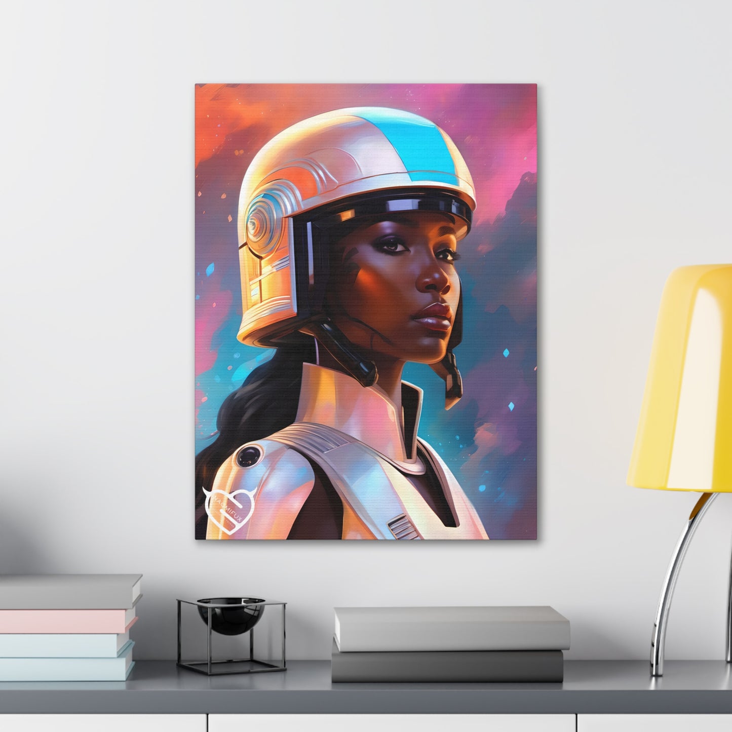 Sci-Fi Female Warrior with Helmet Canvas Print | Canvas Gallery Art