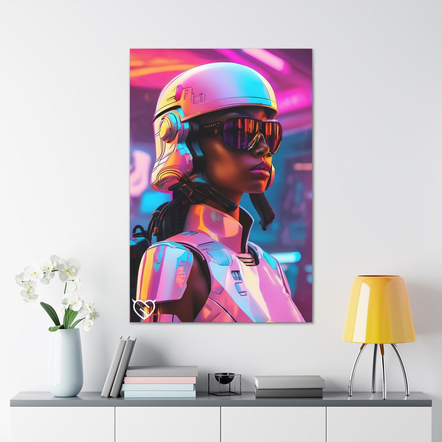 Sci-Fi Female Soldier with Helmet Canvas Print | Canvas Gallery Art