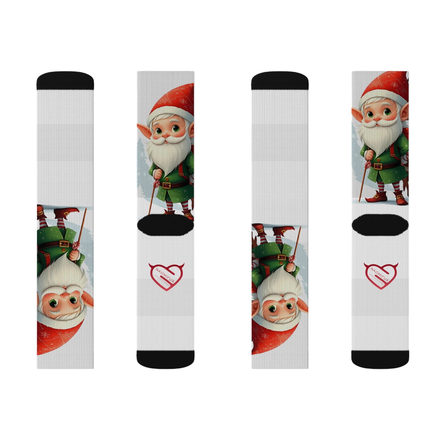 Christmas Elf Sublimation Socks - Holiday Festive Footwear, Cute Winter Accessories, Novelty Stocking Stuffers, Fun Christmas Party Gift,