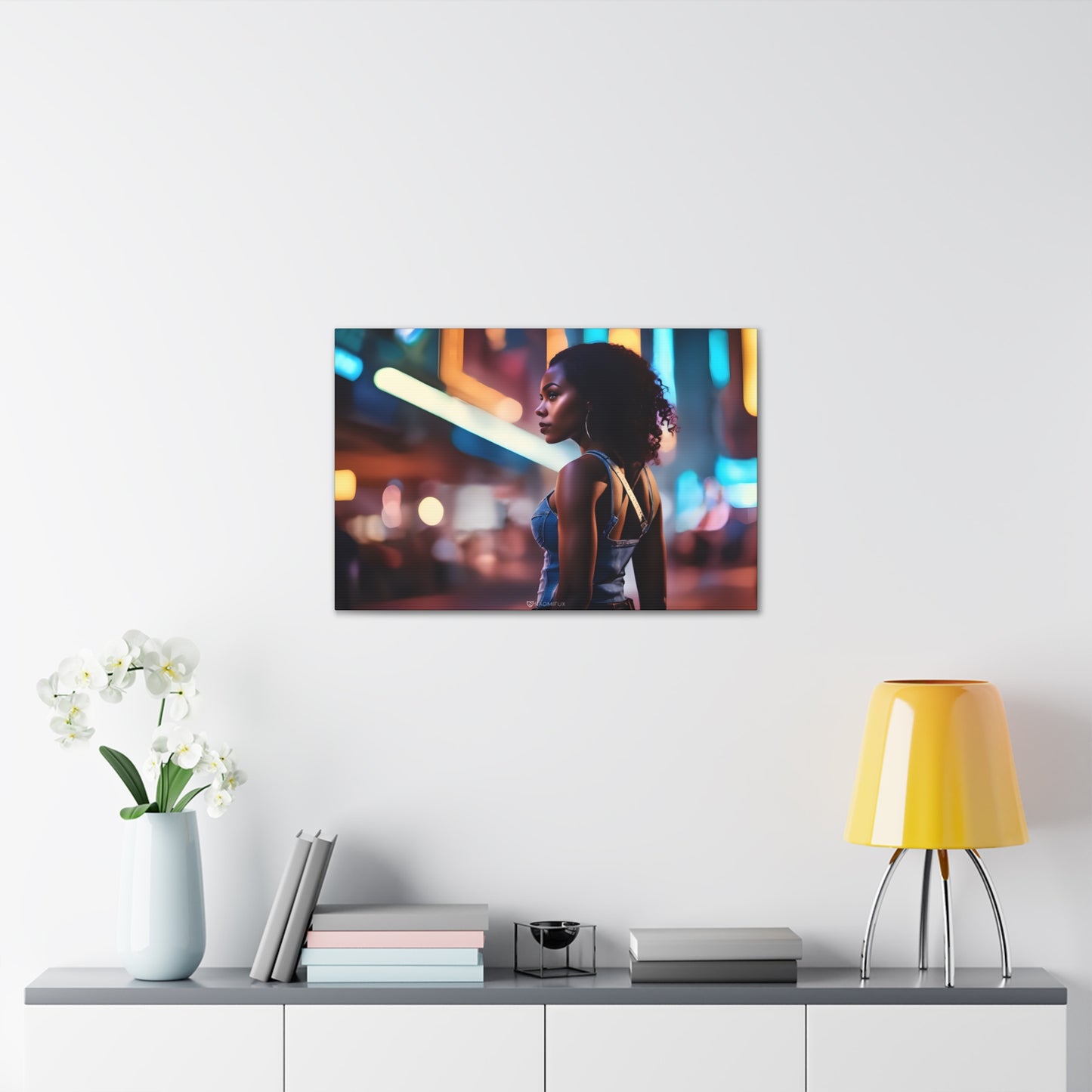 African Woman in the City Night Wall Art