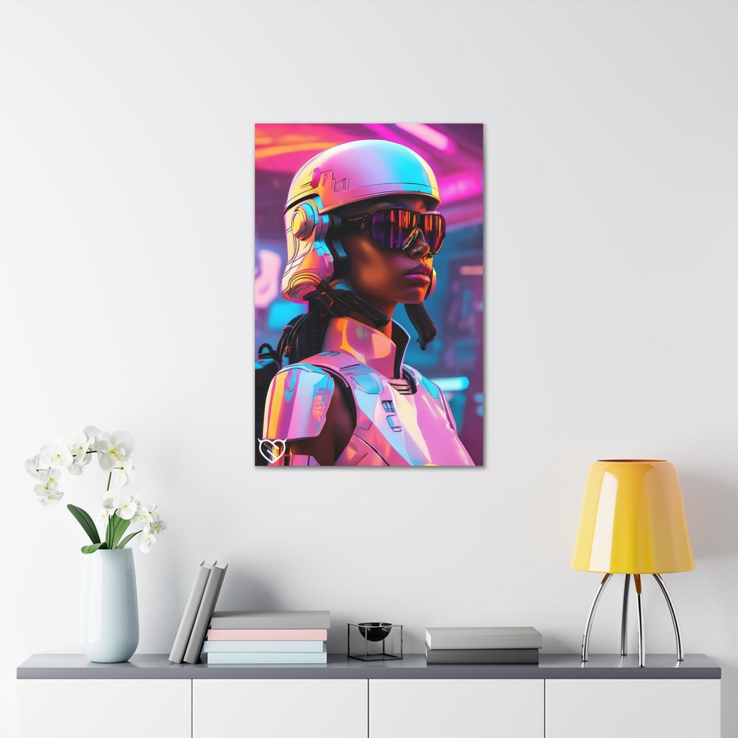 Sci-Fi Female Soldier with Helmet Canvas Print | Canvas Gallery Art