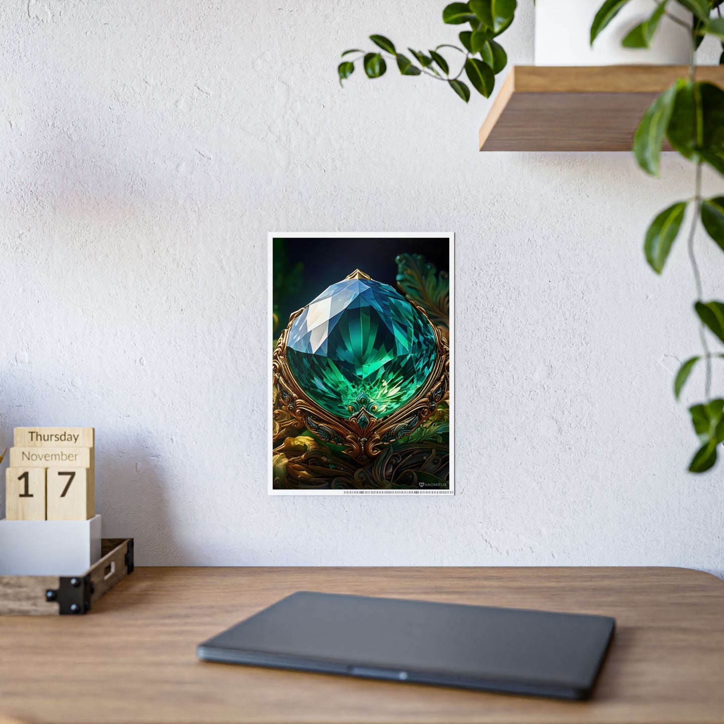 Poster Print, Emerald from the Future, Wall Art Print, Green Poster, Sci-Fi Art,