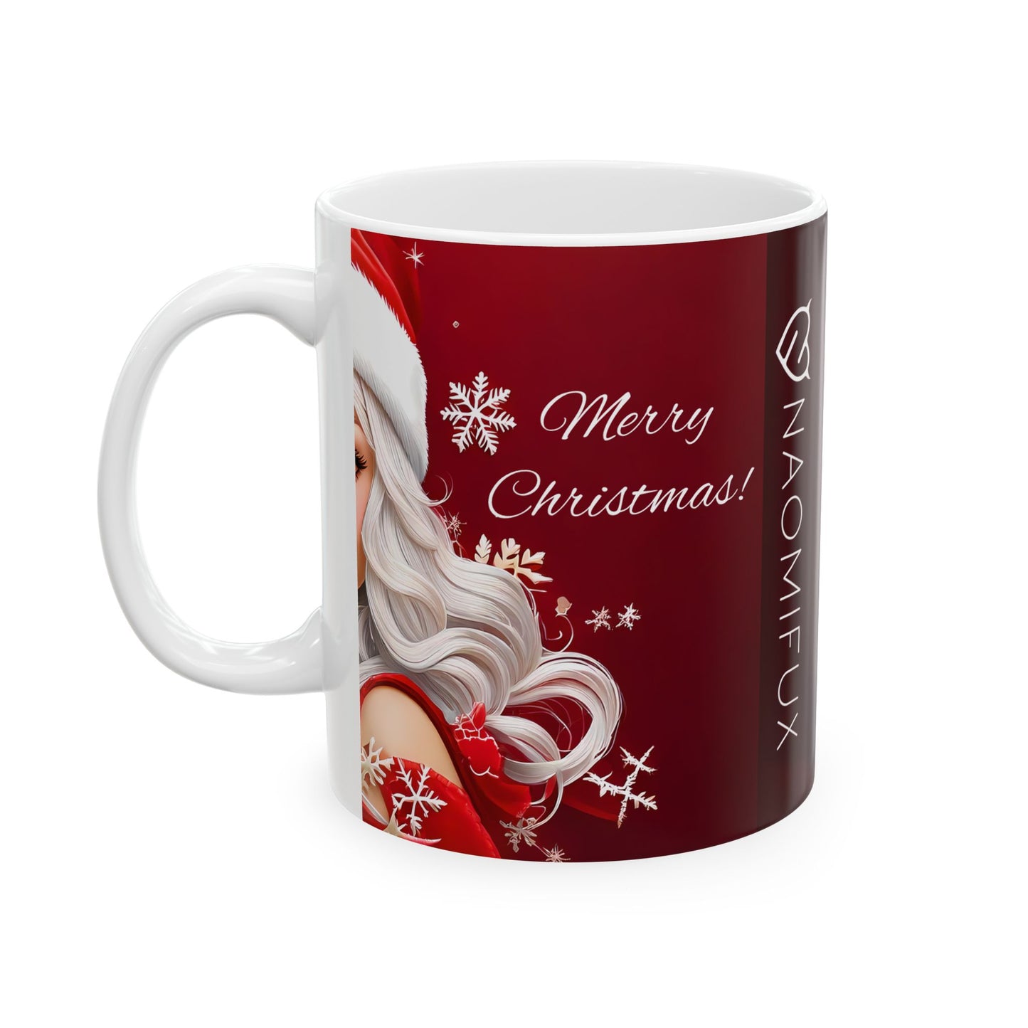 Mug - Ms Claus Smiling Santa Hat Ceramic Mug (11oz, 15oz)