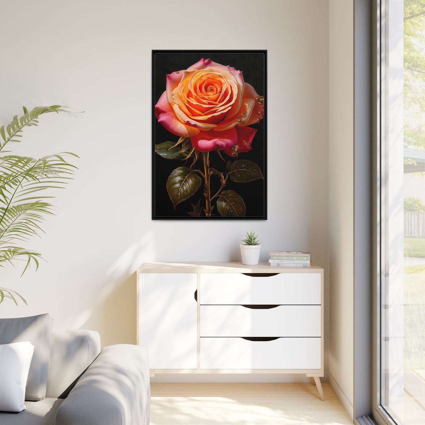 Canvas Art - Single Bloomed Rose Flower