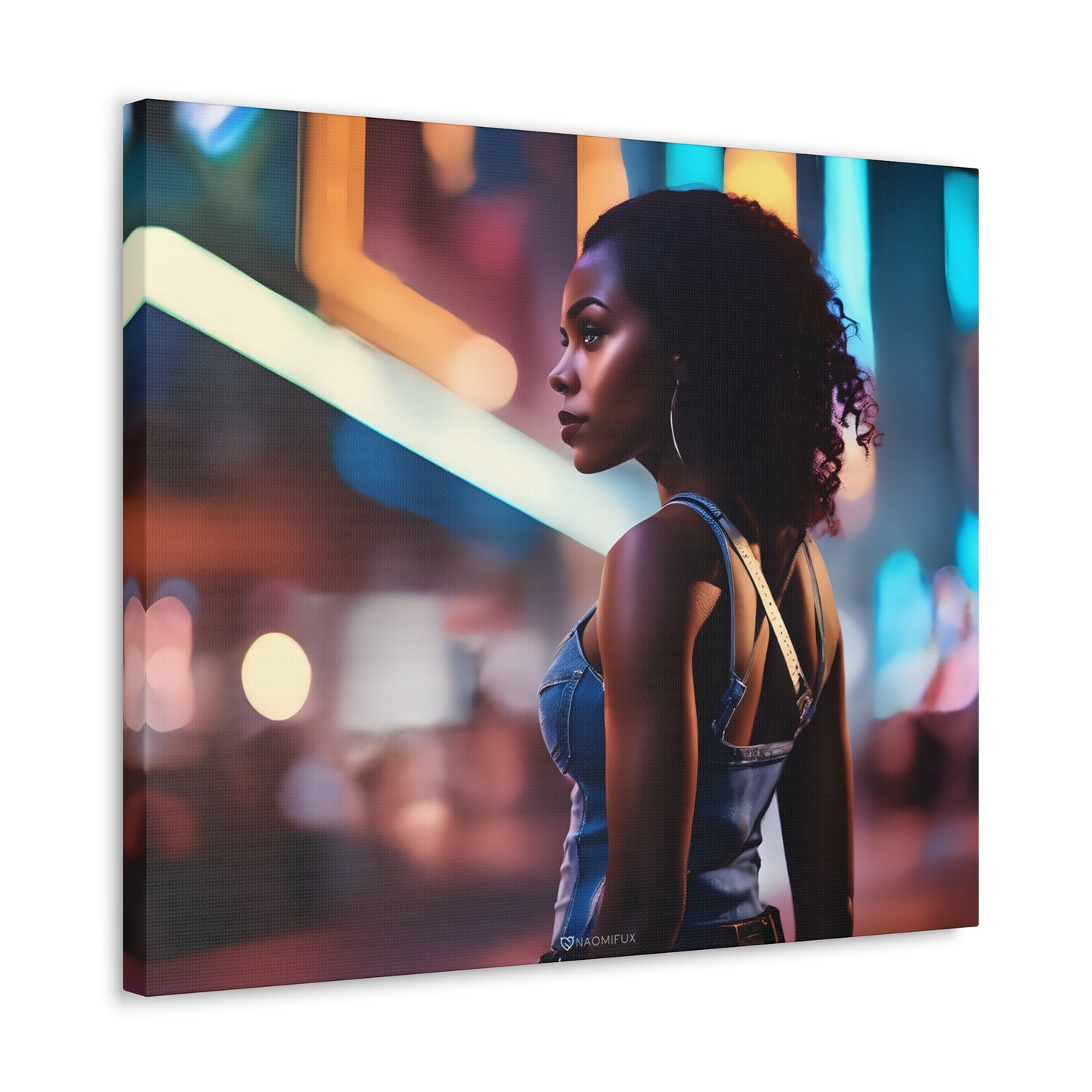 African Woman in the City Night Wall Art