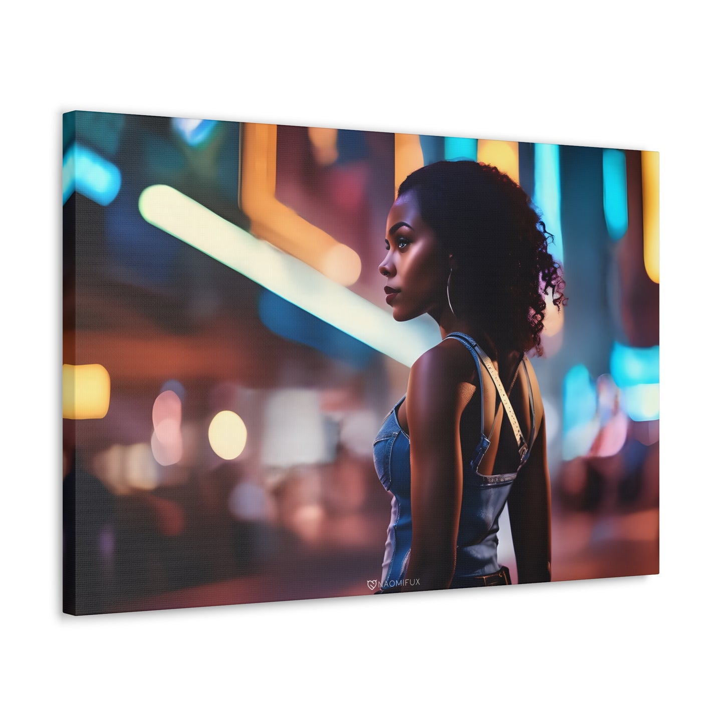 African Woman in the City Night Wall Art